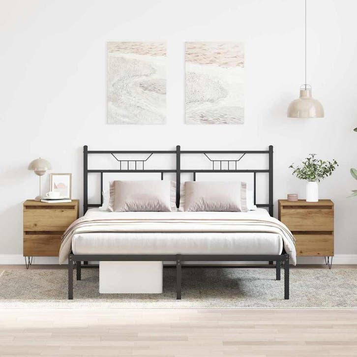 vidaXL Nachtkastje 2 st artisanaal eikenkleurig 40 x 35 x 50, Huis en Inrichting, Slaapkamer | Nachtkastjes, Nieuw, Minder dan 45 cm