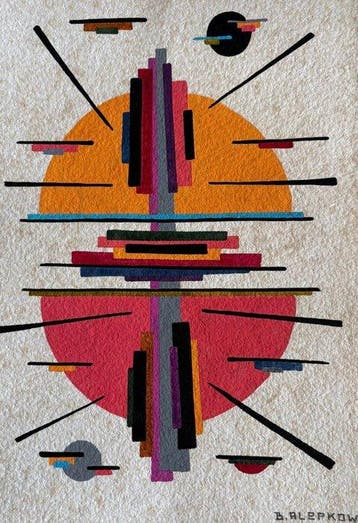 Boris Alepkow (XX) - Komposition - Bauhaus - Suprematismus -, Antiek en Kunst, Kunst | Schilderijen | Modern