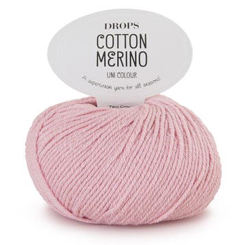 DROPS Cotton Merino Uni Colour - 05 poederroze - Wol/Katoe, Ophalen of Verzenden, Nieuw