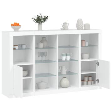 vidaXL Dressoirs met LED-verlichting 3 st bewerkt hout wit, Verzenden, Nieuw, Overige houtsoorten, 100 tot 150 cm