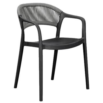 Stoel | PVC Rotan/Kunststof | Zwart/Grijs | In-/Outdoor |, Verzenden, Nieuw in verpakking