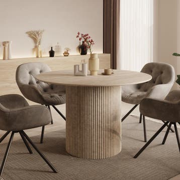 Eettafel travertin 120x120cm | rond | nieuw, Huis en Inrichting, Tafels | Eettafels, Overige materialen, Verzenden, Rond, Nieuw