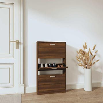 vidaXL Schoenenkast 59x17x108 cm bewerkt hout bruin, Huis en Inrichting, Verzenden, Nieuw