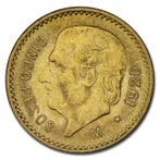 Mexico. 1920 Mexican 5 Pesos Hidalgo Gold Coin