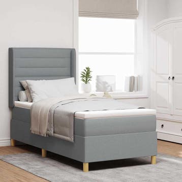 vidaXL Boxspringbed met matras Lichtgrijs 80 x 200 cm Stof, Verzenden, Nieuw, Stof