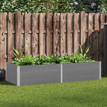 vidaXL Plantenbak verhoogd 250x100x54 cm HKC grijs, 100 cm of meer, Verzenden, Nieuw, Hout