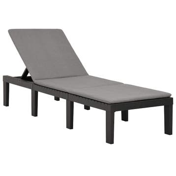 vidaXL Ligbed met kussen kunststof antracietkleurig, Tuin en Terras, Verzenden, Nieuw