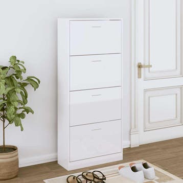 vidaXL Schoenenkast 63x24x147 cm bewerkt hout hoogglans wit, Verzenden, Nieuw