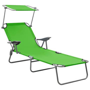 vidaXL Ligbed met luifel staal groen, Tuin en Terras, Verzenden, Nieuw
