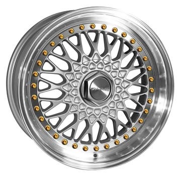 Velgen Dare DR-RS Zilver Gouden Boutjes 8.0x15 4x100 ET15, Ophalen of Verzenden, Nieuw