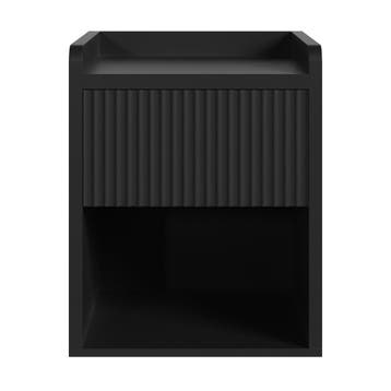 Nachtkast Nand met lade en open vak 55x45x39 cm zwart [en.ca, Verzenden, Nieuw