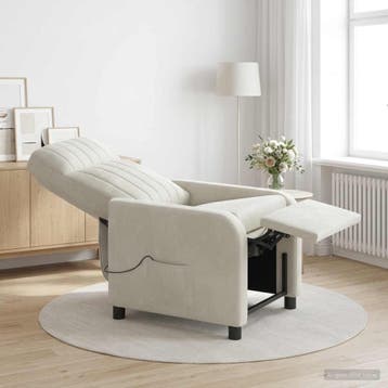 vidaXL Massage Recliner Crèmekleurig fluweel, Huis en Inrichting, Verzenden, Nieuw