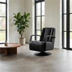 Set van 2 Leren draaifauteuils Galaxy - Toledo Nero (zwart), Huis en Inrichting, Nieuw, Ophalen of Verzenden, 50 tot 75 cm, Leer