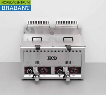 HCB RVS Dubbele Friteuse Frituur 2 x 21 liter Gas Horeca, Ophalen of Verzenden, Nieuw in verpakking