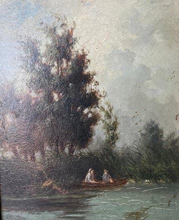 Hollandse School (XIX) - Vrienden in de boot