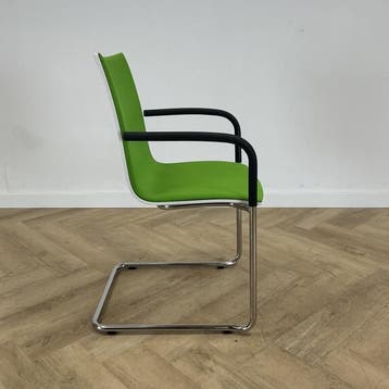 Casala Onyx II vergaderstoel/sledestoel, wit - groen, Ophalen of Verzenden, Gebruikt, Metaal, Eén
