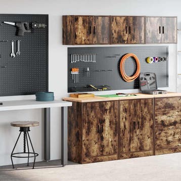 vidaXL Garagekasten 2 st Spaanplaat gerookt eiken, Verzenden, Nieuw