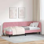 vidaXL Hoekbedframe Roze 80 x 200 cm Fluweel, Verzenden, Nieuw, Stof