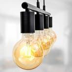 B.K.Licht Retro Vintage Zwarte 4-lichts Hanglamp (E27 max..., Ophalen of Verzenden, Nieuw