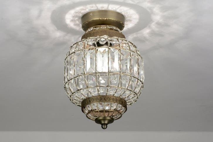 Rietveld Plafondlampen - Brons - Kristal, Metaal, Huis en Inrichting, Lampen | Plafondlampen, Verzenden
