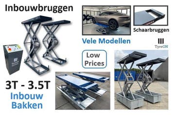 3T / 3.5T INBOUW Schaarhefbruggen ook met INBOUWBAKKEN