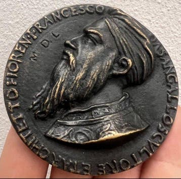 Italië. Medal medaglia in bronzo con lautoritratto dello