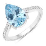 Ring - 14 karaat Witgoud - 2.76ct. tw. Aquamarijn - Diamant, Nieuw