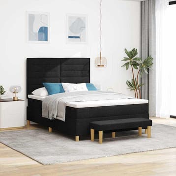 vidaXL Boxspring bed met hoofdeinde Zwart 200 x 160 cm Stof, Verzenden, Nieuw, Zwart