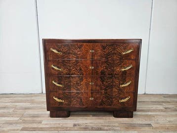 Commode - Commode Art Deco van walnotenhout met blad van