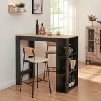Bartafel Danderyd met 3 planken 120x60x105,5 cm zwart en eik, Huis en Inrichting, Tafels | Statafels, Verzenden, Nieuw