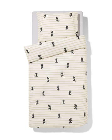 HEMA Takkie en Siepie dekbedovertrek 140x200/220cm zacht, Verzenden, Nieuw, Beige