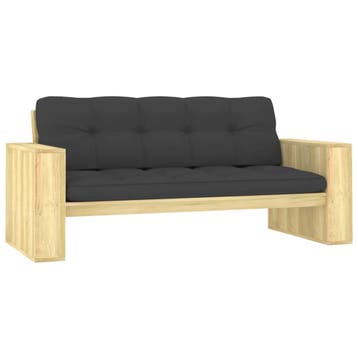 vidaXL Tuinbank met antracietkleurige kussens 179cm, Tuin en Terras, Tuinbanken, Verzenden, Nieuw