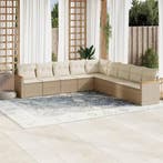 vidaXL 9-delige Loungeset met kussens poly rattan beige, Tuin en Terras, Verzenden, Nieuw, Loungeset