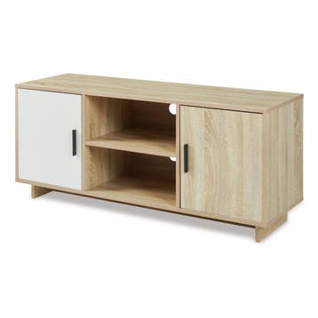 Tv-meubel Kenta 120x39x52 cm sonoma eiken en wit [en.casa], Huis en Inrichting, Kasten | Dressoirs, Verzenden, Nieuw