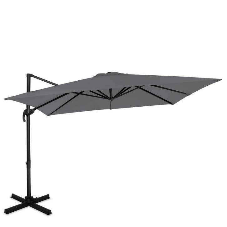 Zweefparasol Pisogne 300x300cm – Premium parasol | Grijs, Tuin en Terras, Parasols, Nieuw, Verzenden