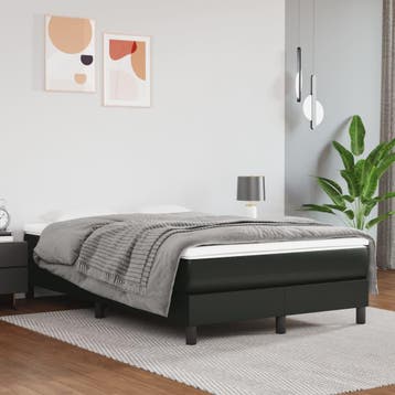 vidaXL Boxspring bed kunstleer zwart 120x200 cm, Overige materialen, Verzenden, Zwart, Nieuw