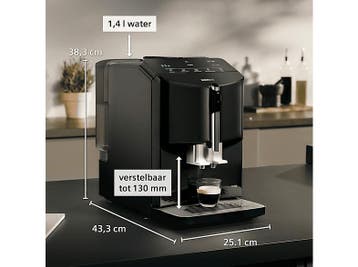 Siemens -  Eq.300 Volautomatische Espressomachine Zwart, Witgoed en Apparatuur, Koffiezetapparaten, Afneembaar waterreservoir