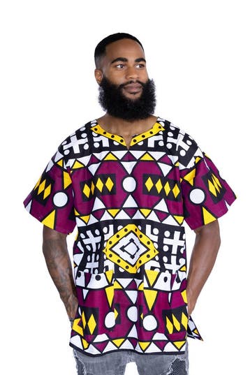 Paarse Samakaka Dashiki Shirt / Dashiki Jurk - Afrikaans shi, Ophalen of Verzenden, Nieuw