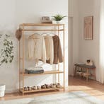 [en.casa] Kledingkast Herøy open kast 165x100x35 cm bamboe, Verzenden, Nieuw
