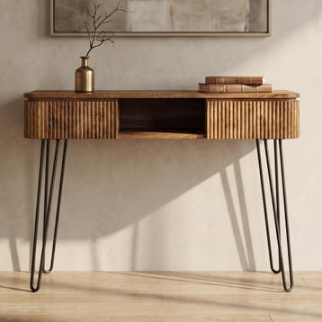 *WOONWINKEL* Houten Sidetable Met Ribbels, Huis en Inrichting, Verzenden, Nieuw