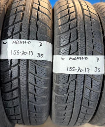 2x 155-70-13 Michelin Winter 2x 7mm €35 Per Band 155 70 13, Auto-onderdelen, Banden en Velgen, Ophalen, Gebruikt, 155 mm, 13 inch