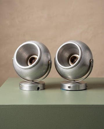 Paire d’appliques murales Eyeball Space Age – Aluminium