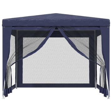 vidaXL Partytent met 4 mesh zijwanden 3x3 m HDPE blauw, Tuin en Terras, Verzenden, Nieuw, Partytent