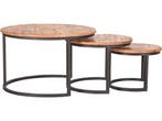 LABEL51 Set Triplet - Salontafel - 3 ronde tafels - Naturel, Verzenden, Nieuw