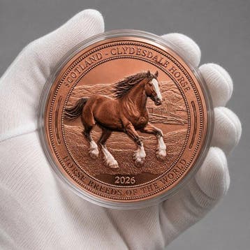 Liberia. 1 Dollar 2026 – Clydesdale Horse – 5 oz Copper Coin