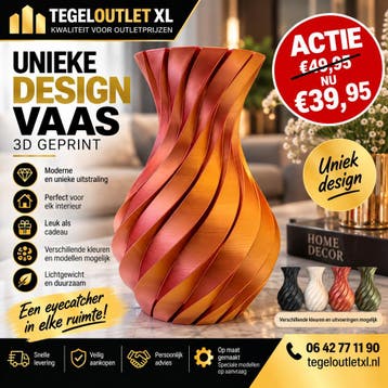 Handgemaakte 3D-geprinte Design Vaas – Unieke Kleuren, Nieuw, 3D-geprint