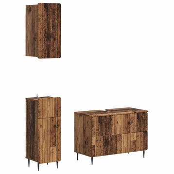 vidaXL 3-delige badkamerkast set ZWOLLE Oud hout Bewerkt, Verzenden, Nieuw