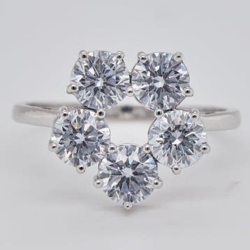 Zonder minimumprijs - Ring - 14 karaat Witgoud - 2.17ct. tw., Nieuw