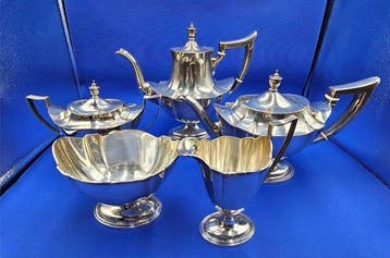 gorham - Set theekopjes (5) - Plymouth - .925 zilver, Antiek en Kunst