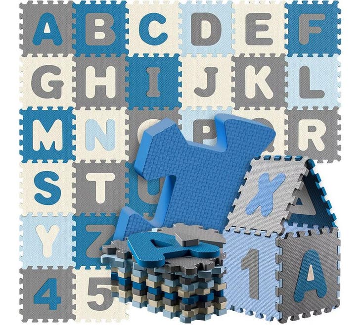 Puzzelmat 86 delig met getallen en letters Blauw (Speelgoed), Hobby en Vrije tijd, Denksport en Puzzels, Nieuw, Verzenden